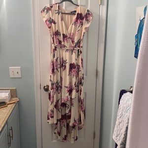 Blush Floral Print High Low Dress